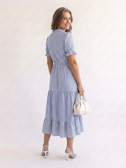 Dakota | Striped Short-Sleeve Midi Dress