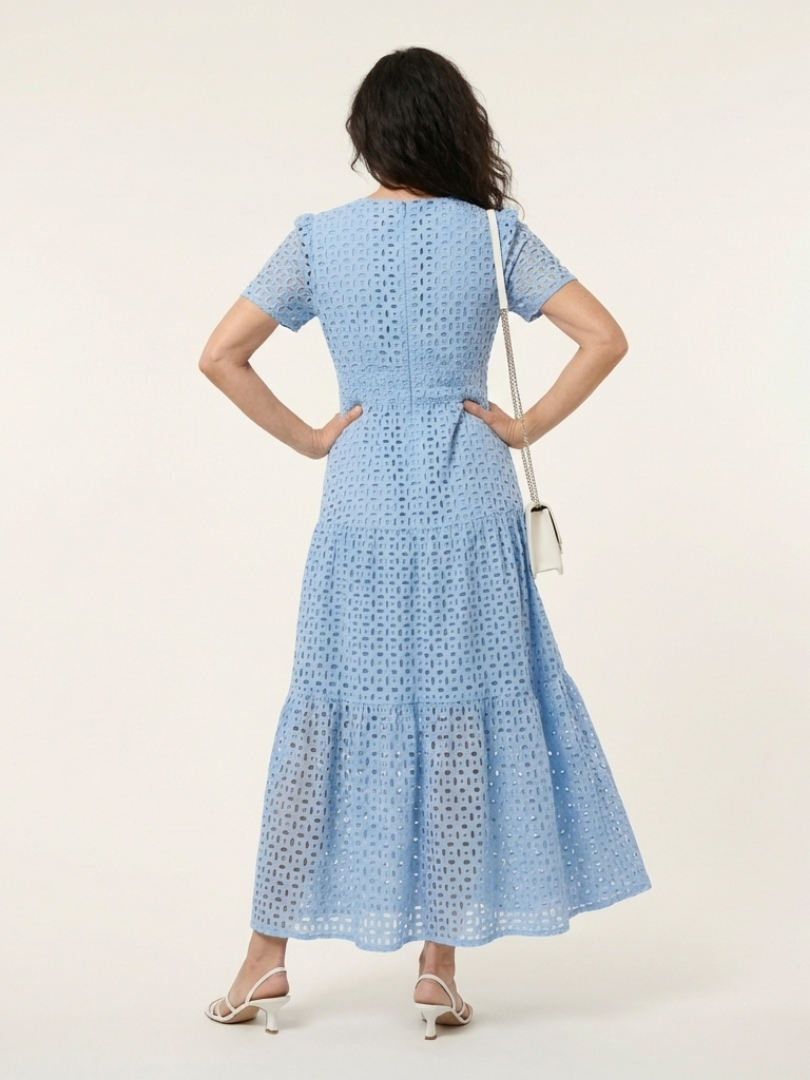 Brielle | Ruffle Short-Sleeve V-Neck Midi Dress