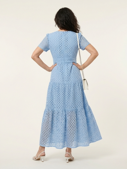 Brielle | Ruffle Short-Sleeve V-Neck Midi Dress