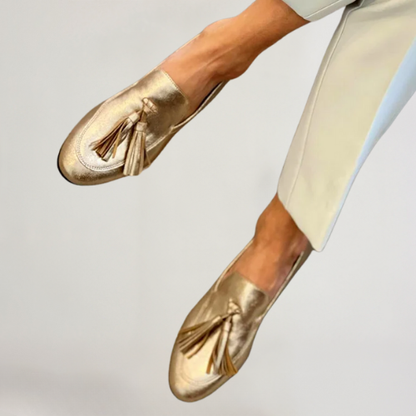 Donatella | Gold Tassel Loafers