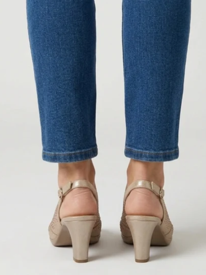 Heather | Elegant Rhinestone Peep Toe Slingback Heels