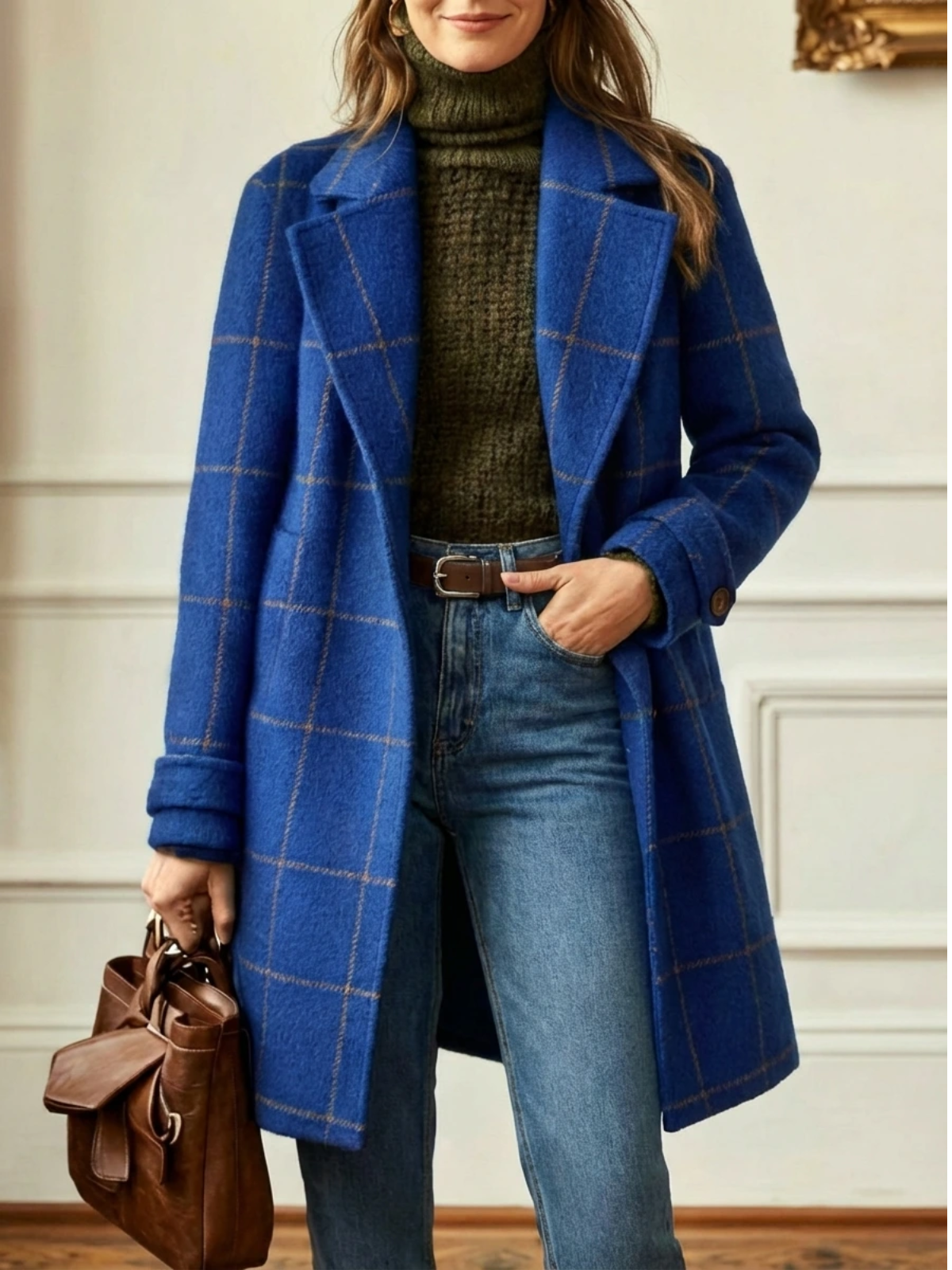 Elowen | Timeless Plaid Wool Long Coat