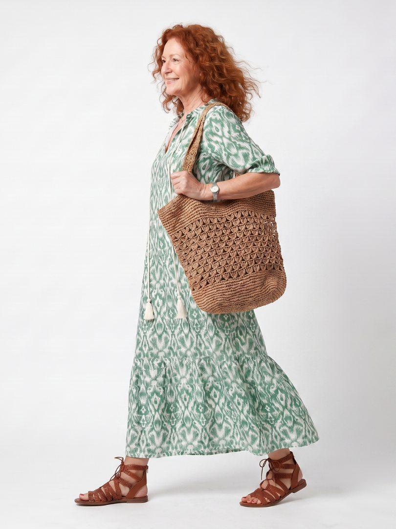 Ilara | Robe Midi à Nouer Col V Imprimée