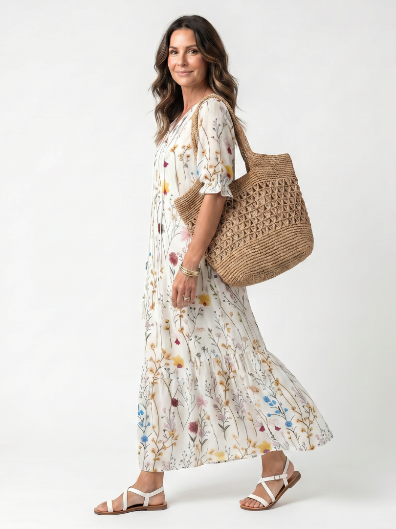 Sylvie | Robe Midi à Nouer Imprimé Botanique
