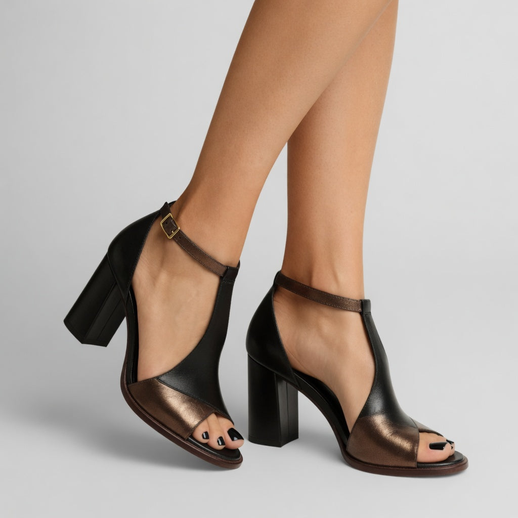 Elwira | Two-Tone Block Heel Sandals