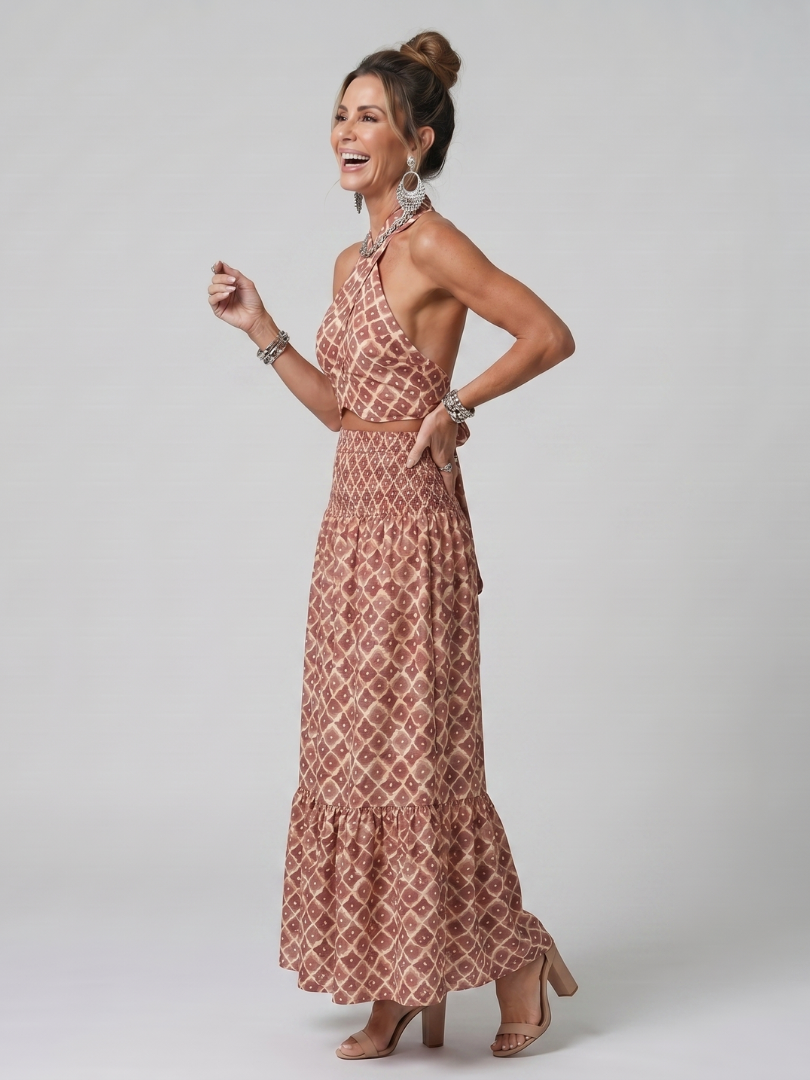 Amira | Cross Halter Geometric Print Set