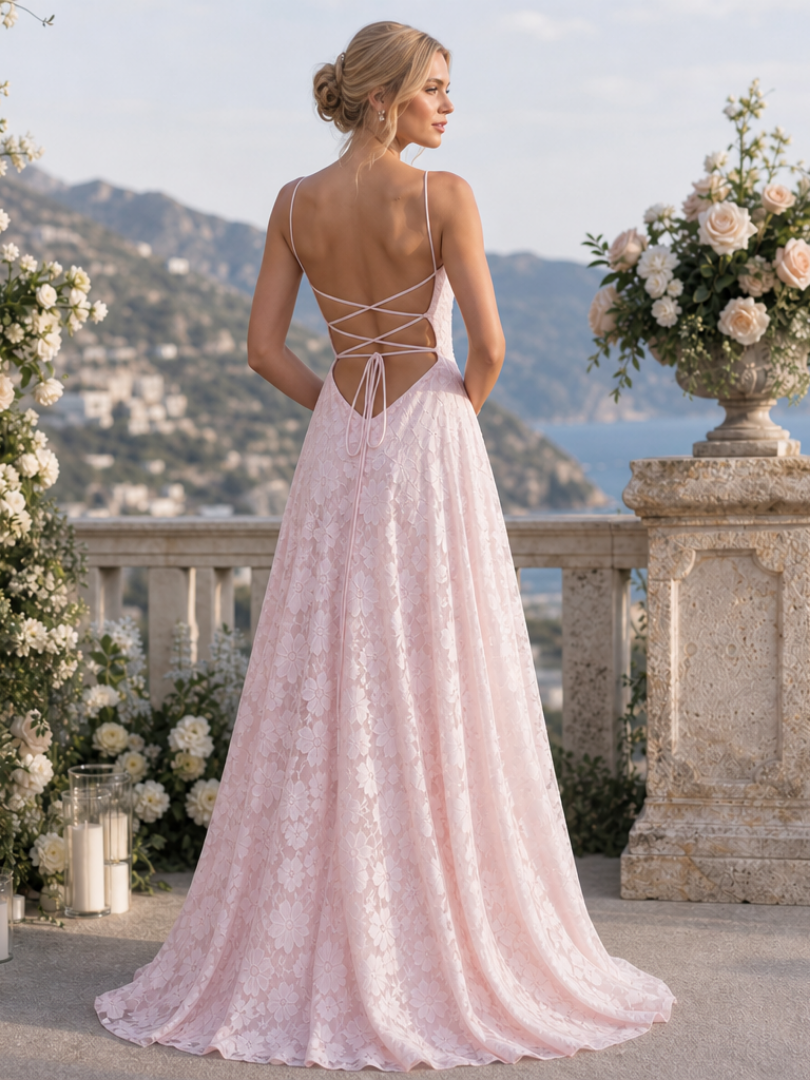 Valenne | Spaghetti Strap Full Lace Maxi Dress