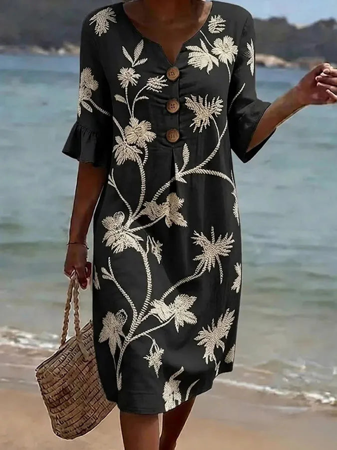 Livia | Black Floral Print Dress