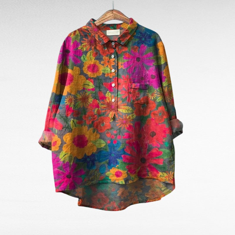 Amandine | Floral Vibrante Blouse - women's blouse