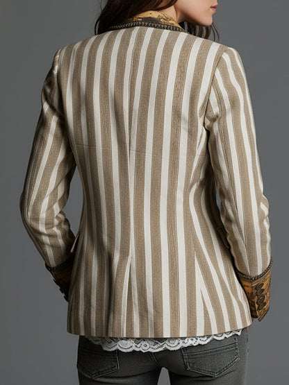Estelle | Boho Striped Printed Lapel Blazer