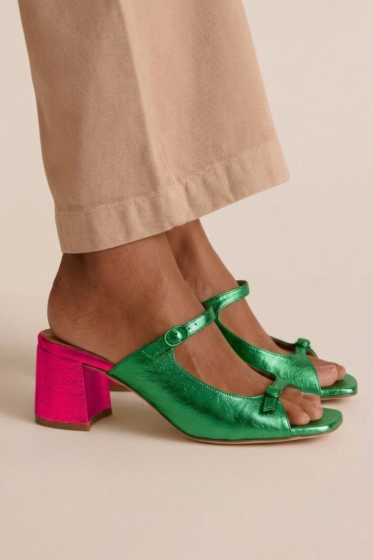 Chunky Slingback Block-Toe Heels