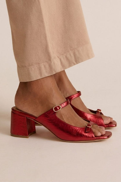 Chunky Slingback Block-Toe Heels