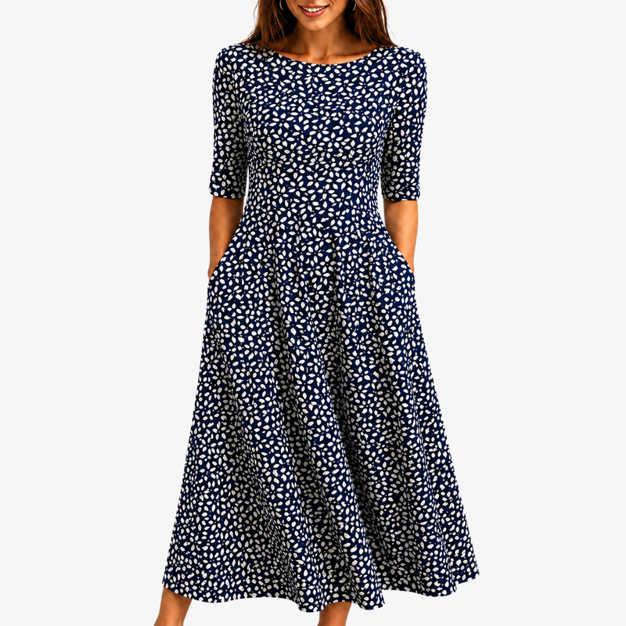 Maxi Pocket Midnight Bloom Midi Dress - women's midi dress