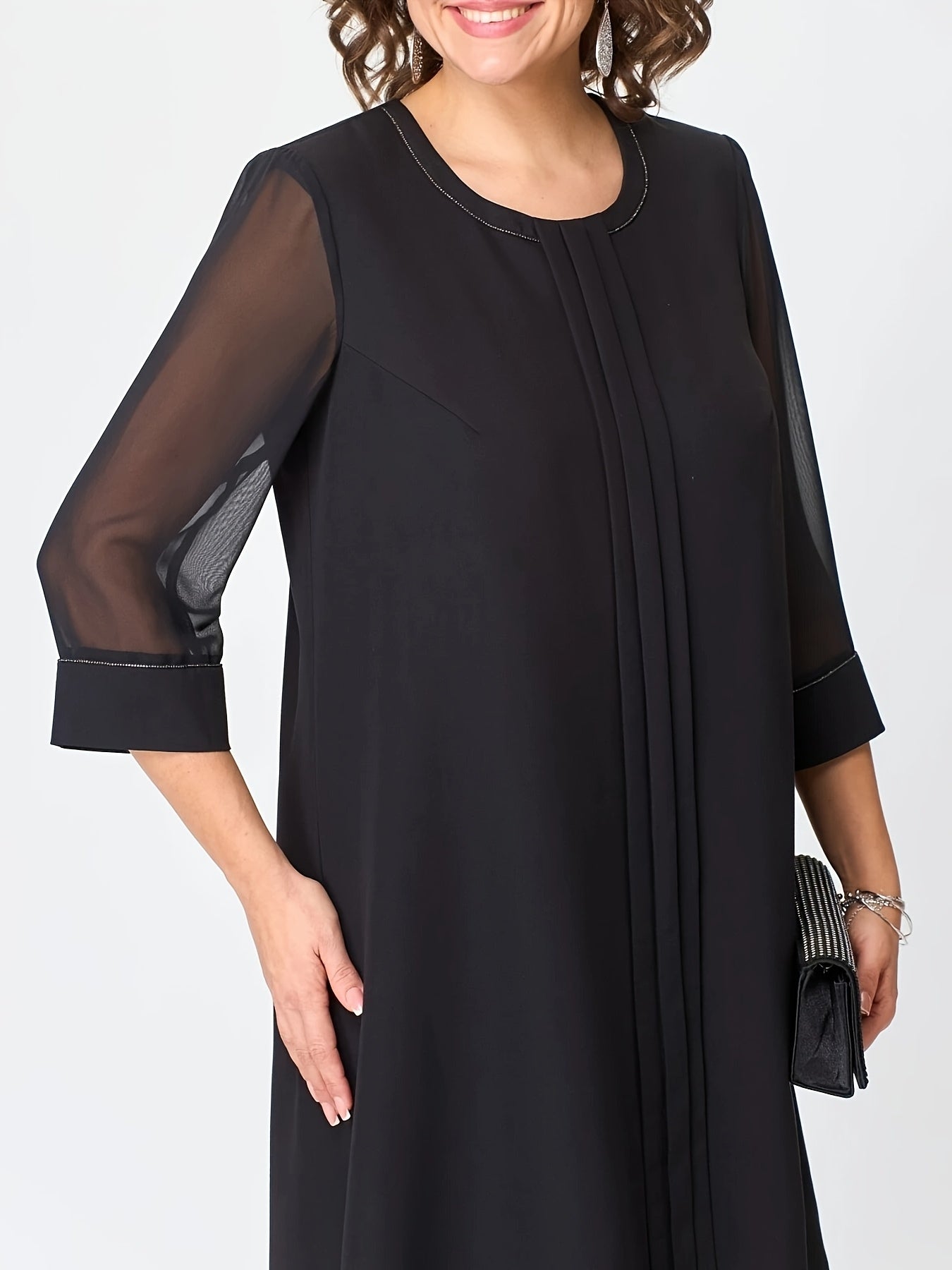 Alessia | Black Contrast Trim Chiffon Dress
