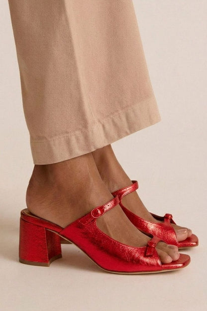 Chunky Slingback Block-Toe Heels