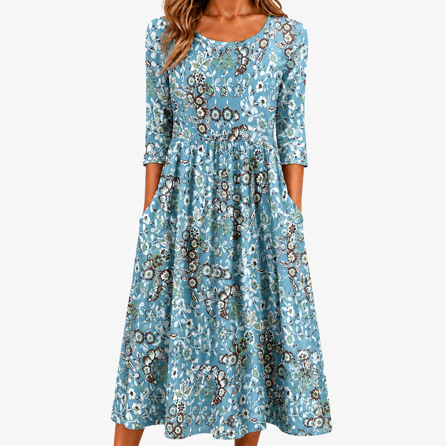Maxi Pocket Coastal Garden Midi Dress - women's midi dress