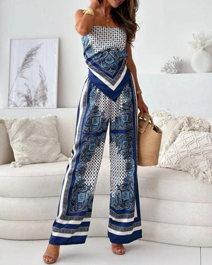 Helen | Lace-Up Vest & Pants Two-Piece Set