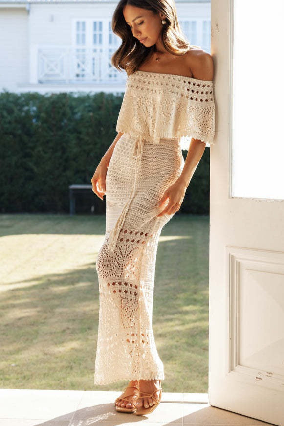 Liesel | Tie Shawl Layered Maxi Dress