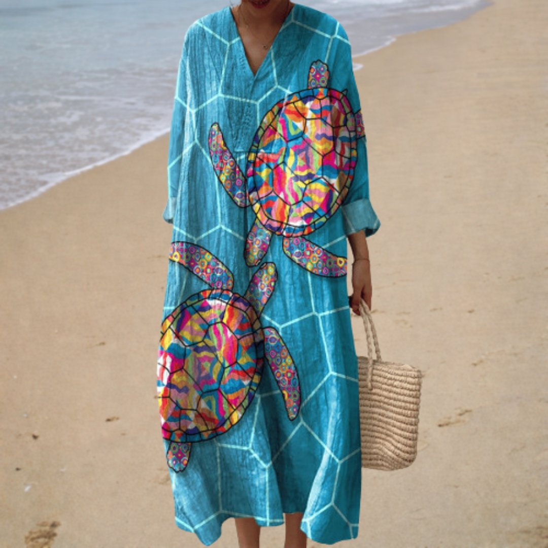 Marina | Turtle-Print Maxi Dress - women's dress