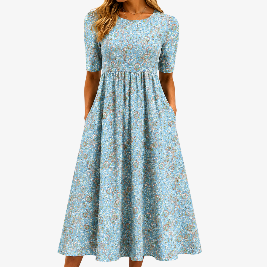 Maxi Pocket Seaside Mosaic Midi Dress - women's midi dress