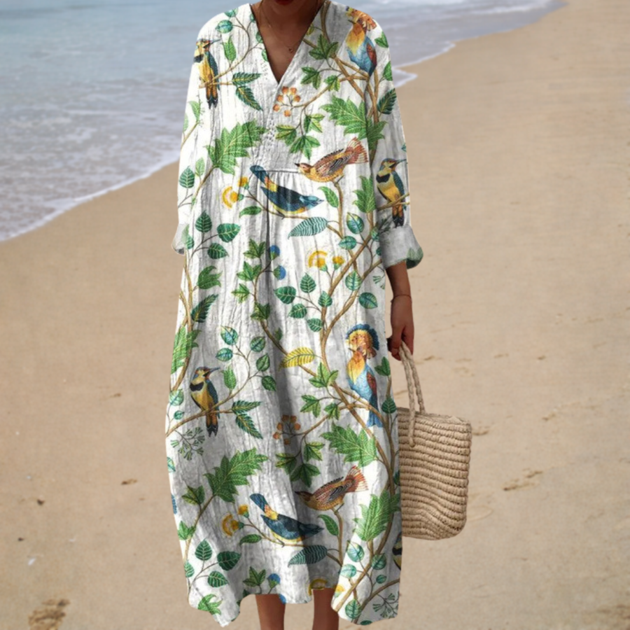 Sylvie | Natural Tropical Dress - women's dress