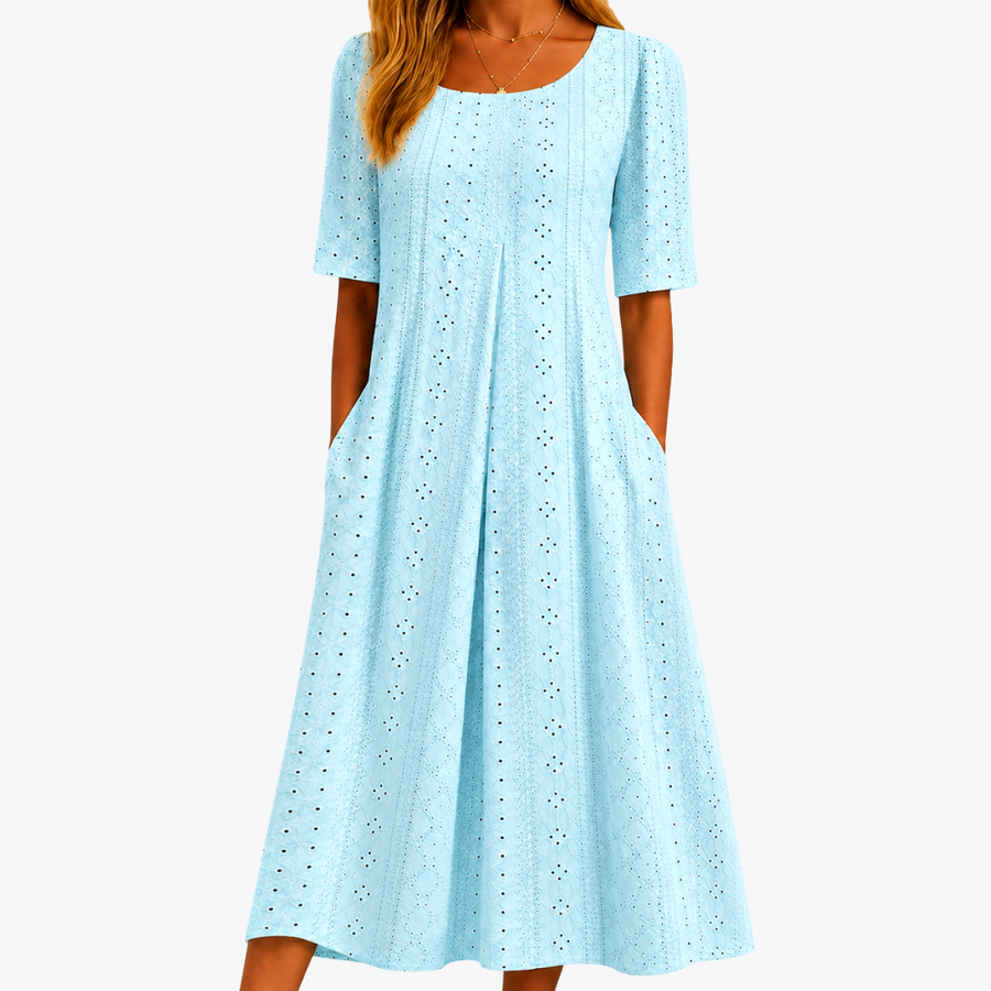 Pocket Skylight Grace Broderie Anglaise Midi Dress - women's midi dress