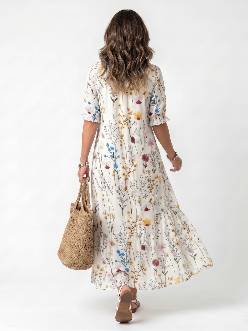 Sylvie | Robe Midi à Nouer Imprimé Botanique