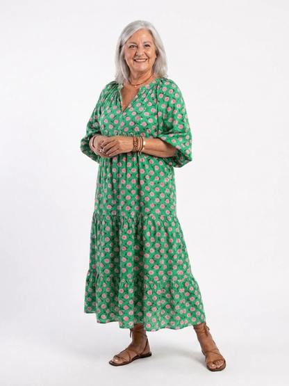 Fiora | Floral Print V-Neck Midi Dress