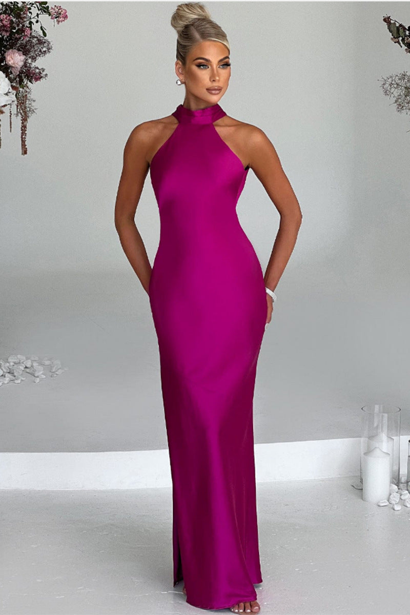 Zeynep | Satin Halter Maxi Dress