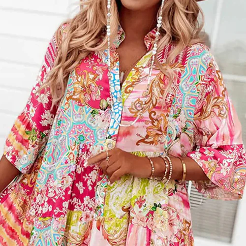 PHOEBE | Sweet Pink 3/4 Sleeve Mini Dress