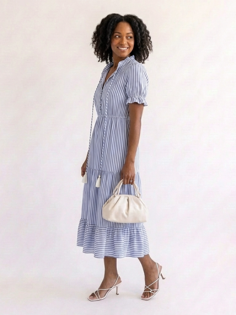 Dakota | Striped Short-Sleeve Midi Dress