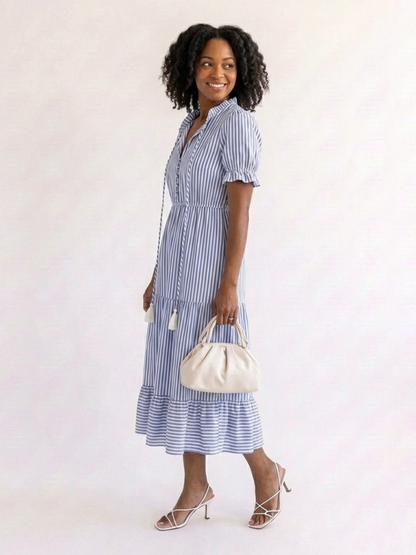 Dakota | Striped Short-Sleeve Midi Dress