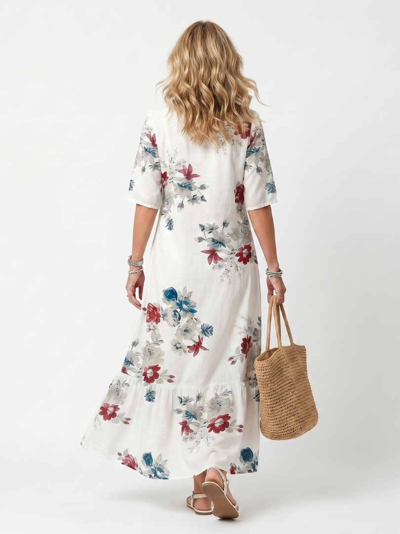 Maeva | Robe Midi à Nouer Imprimé Floral Éparpillé