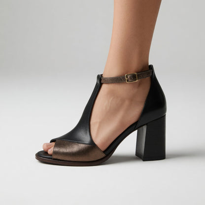 Elwira | Two-Tone Block Heel Sandals