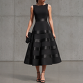 Annabella | Black Sleeveless Midi Dress with Flared Skirt and Defined Waist