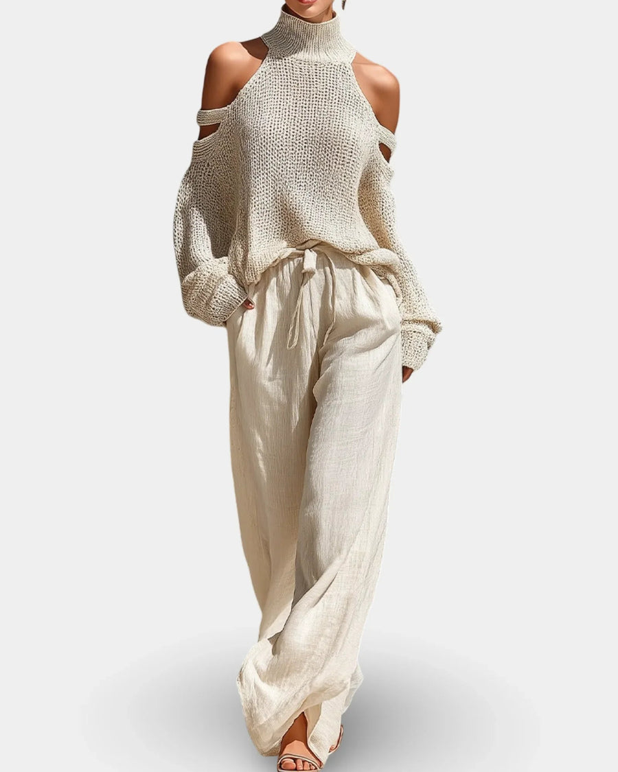 Camile | Knit Top & Pants Set - women's set