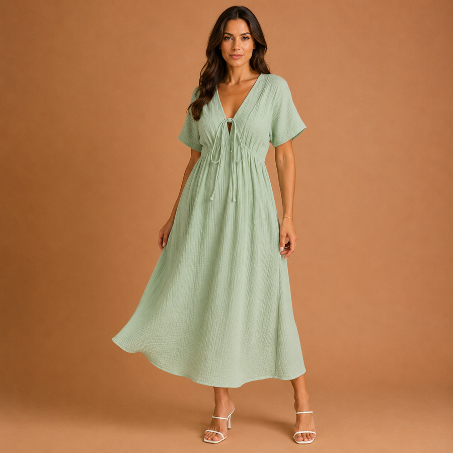 VIVIAN | Relaxed V-Neck Maxi Dress