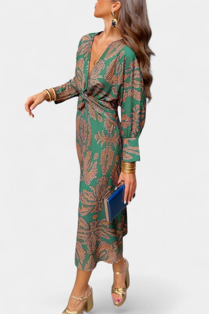 Ema | V-Neck Front-Knot Maxi Dress