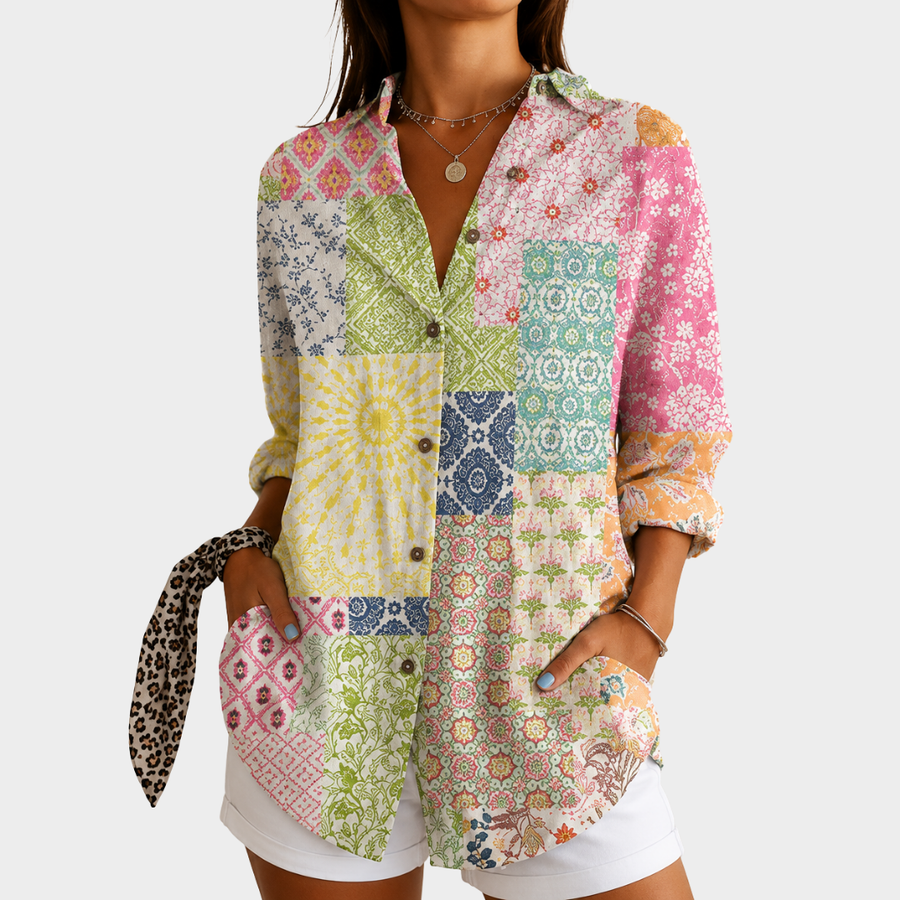 Joanne | Patchwork Button Blouse