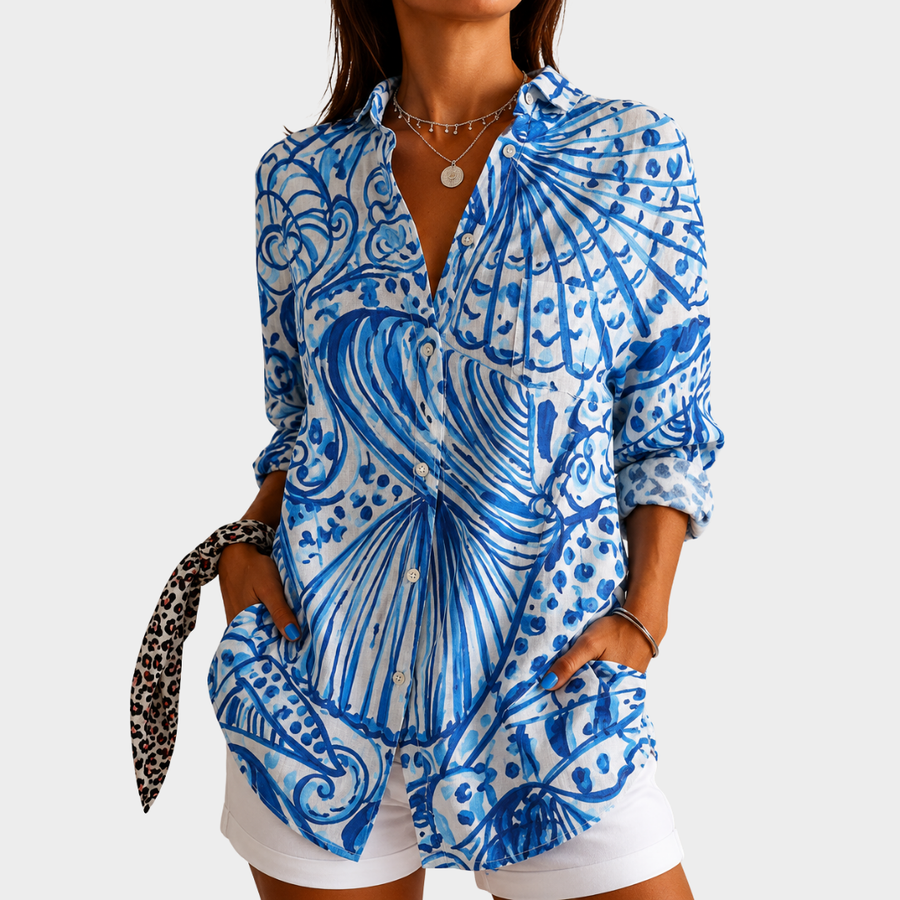 Darlene | Blue Seashell Blouse