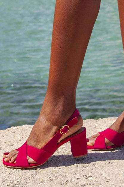 Cross-Band Block Heel Sandals