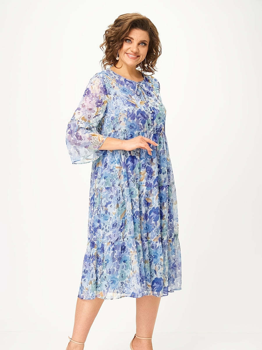 Camille | Printed Button-Up Tie Detail Dress