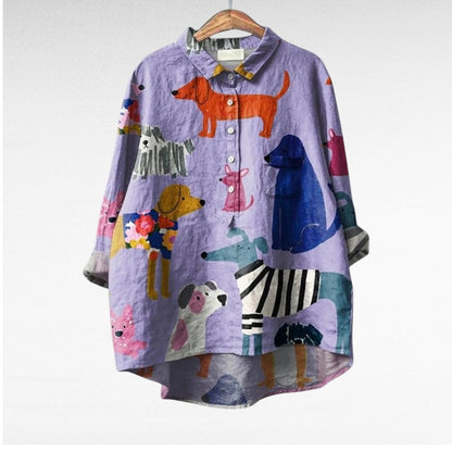 Lison | Playful Animal-Print Blouse - women's blouse