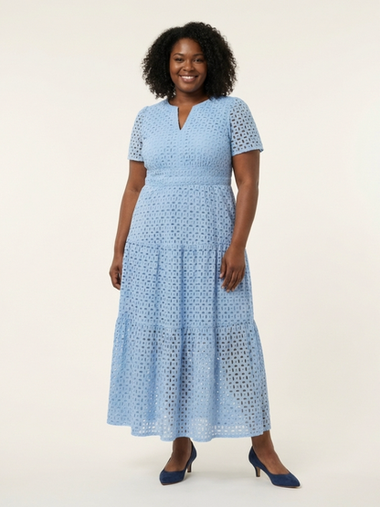 Brielle | Ruffle Short-Sleeve V-Neck Midi Dress