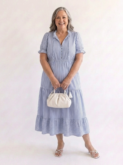 Dakota | Striped Short-Sleeve Midi Dress