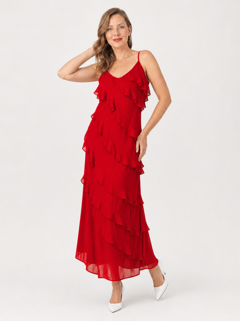 Riper | Spaghetti Strap Layered Ruffle Detail Maxi Dress