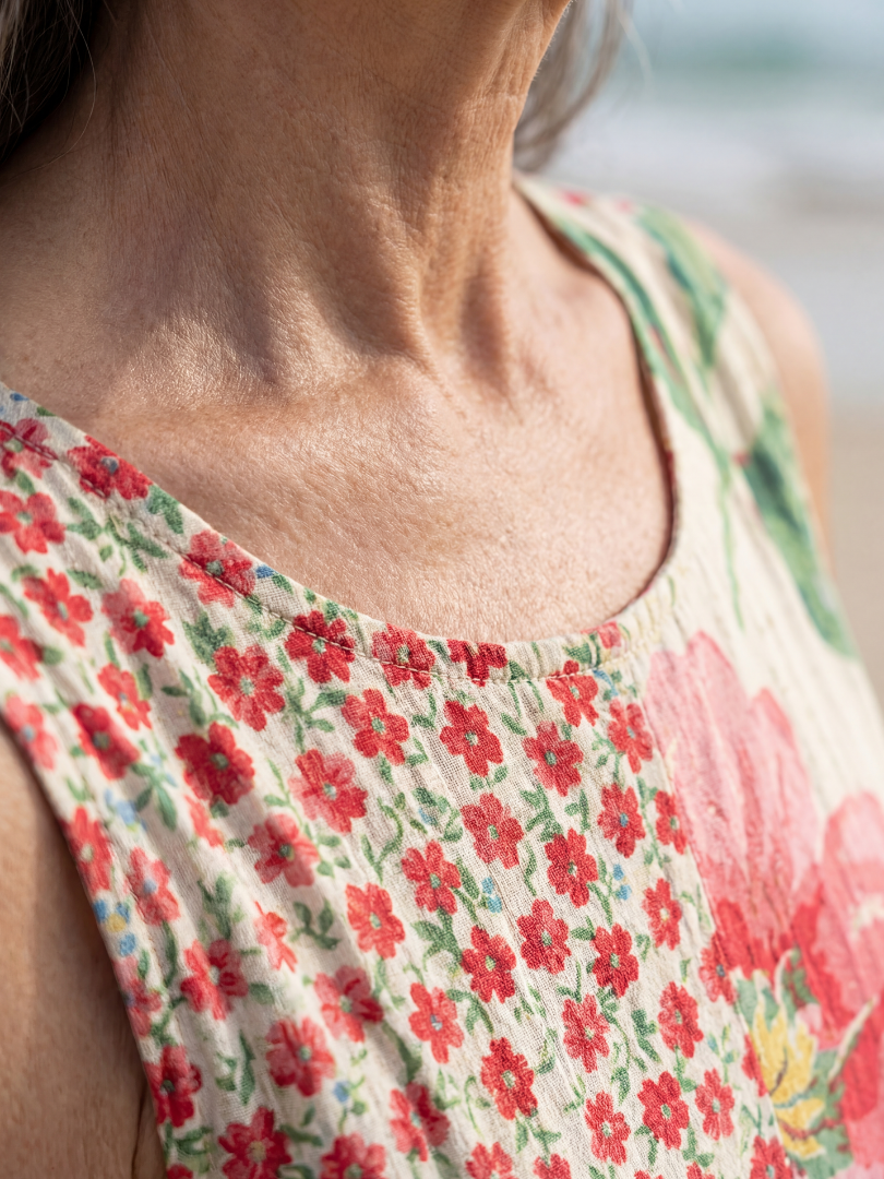 Kailani | Coastal Floral Patchwork Midi Dress