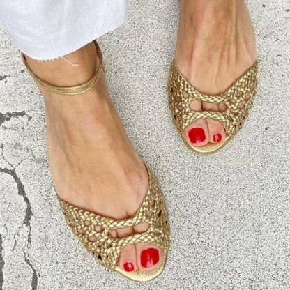 Isadora | Braided Gold Comfort Sandals