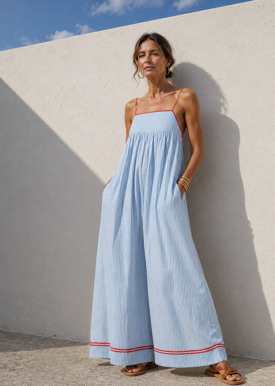 Bernadette | Striped Contrast Trim Maxi Dress