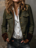 Aurelia | Vintage Herringbone Contrast Trim Blazer